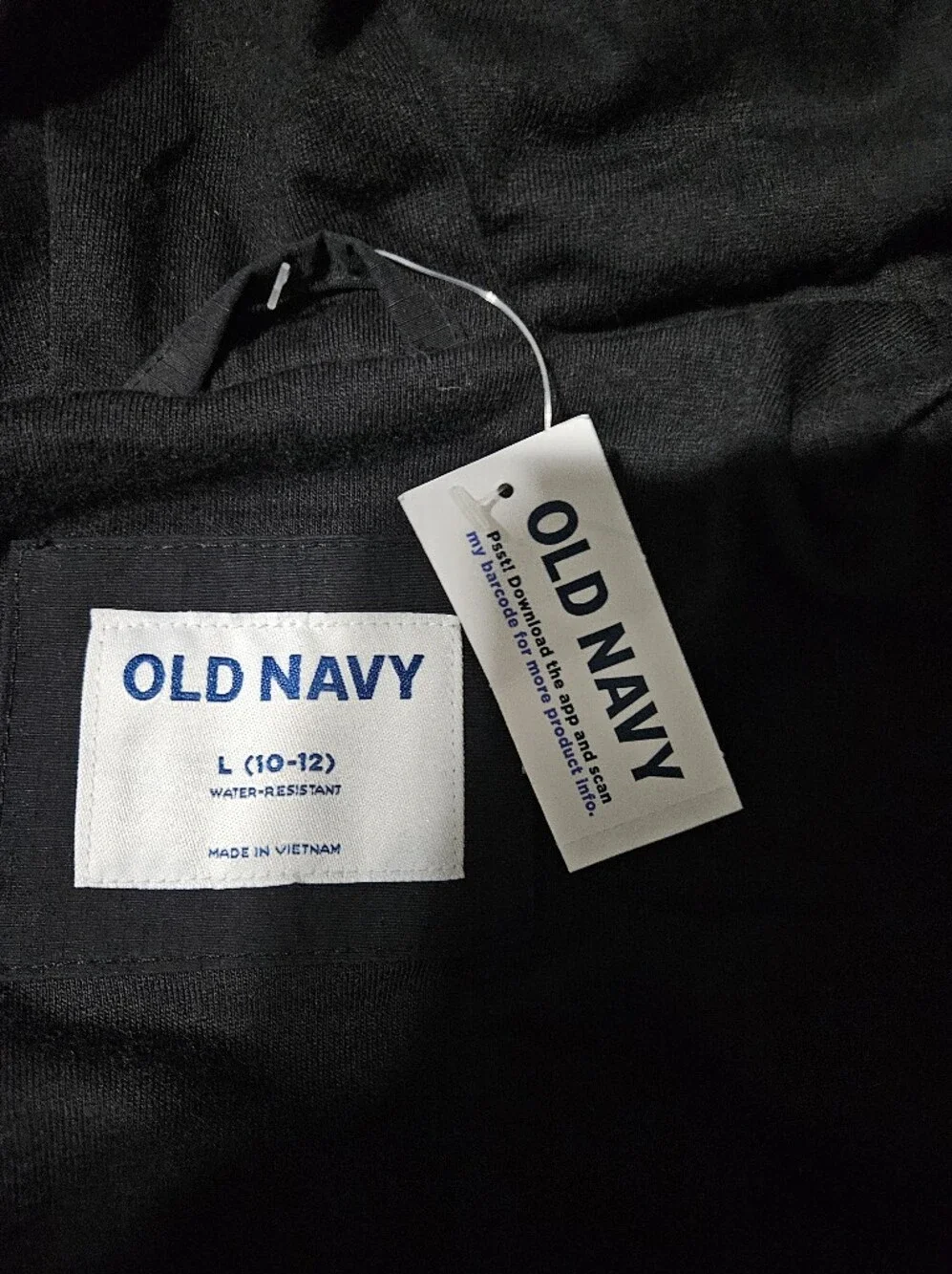 Old Navy Black Hooded Raincoat - Lightweight Zip Front